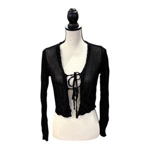 Black Knit Tie-Front Cardigan